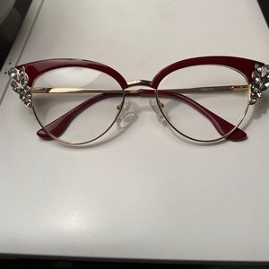 SOLD Red Rhinestone Cat Eye Glasses